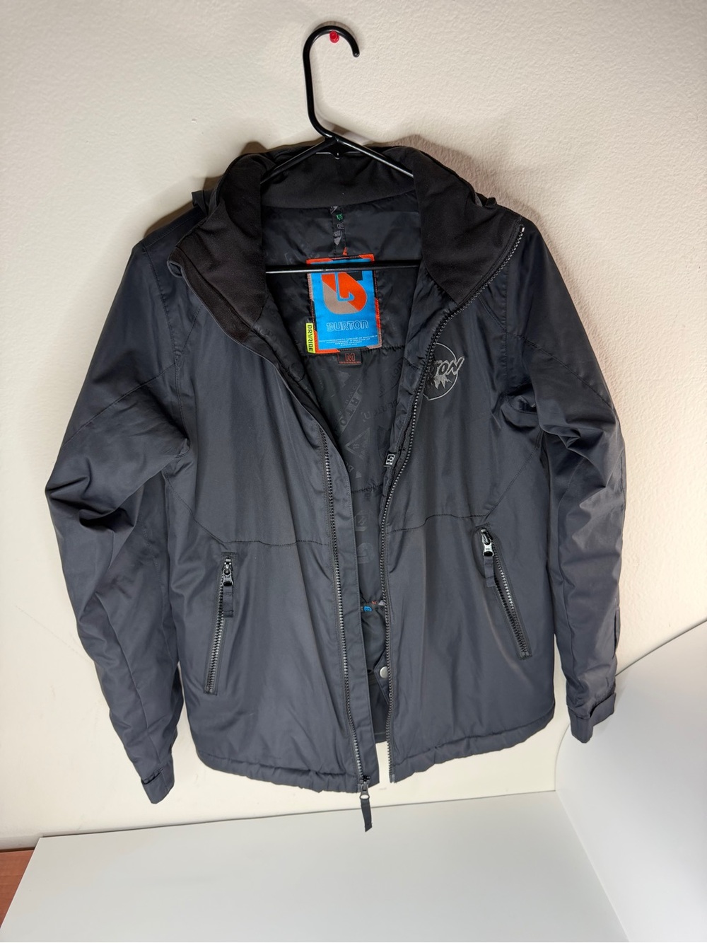 Burton Ski Jacket Hooded Full Zip Dry Ride Women’s Size Medium 10-12 Black